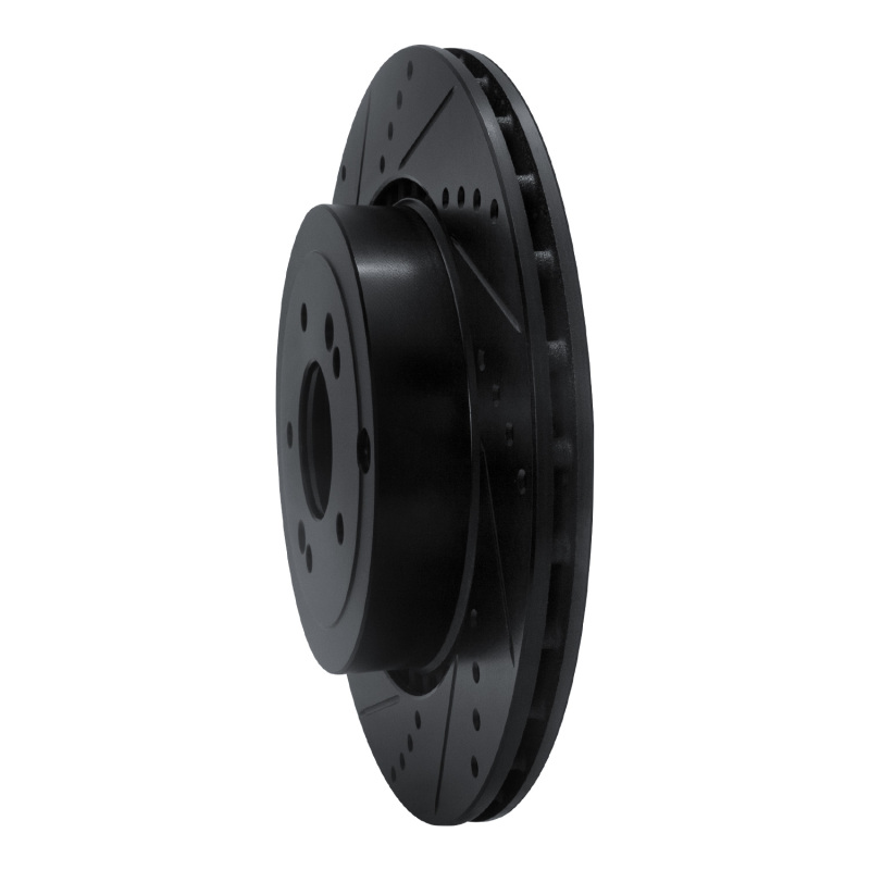 Genesis G70 Brake Rotor (1) - Rear Left - R1 Concepts - Drilled & Slotted - Black - `18-`25